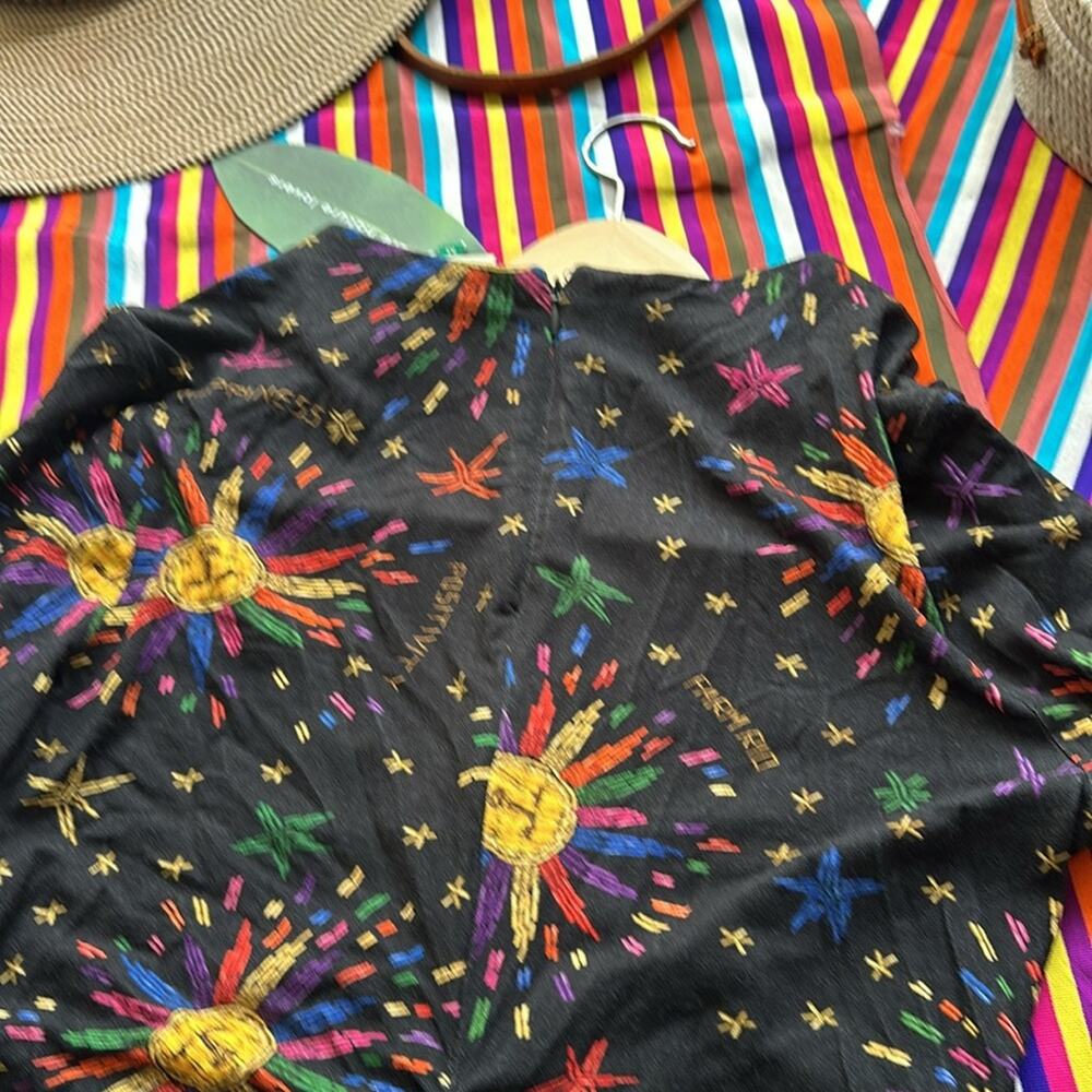 FARM RIO Rainbow Suns Ruched Midi Dress, Eco Viscose, Size Medium. NWT - Picture 11 of 15